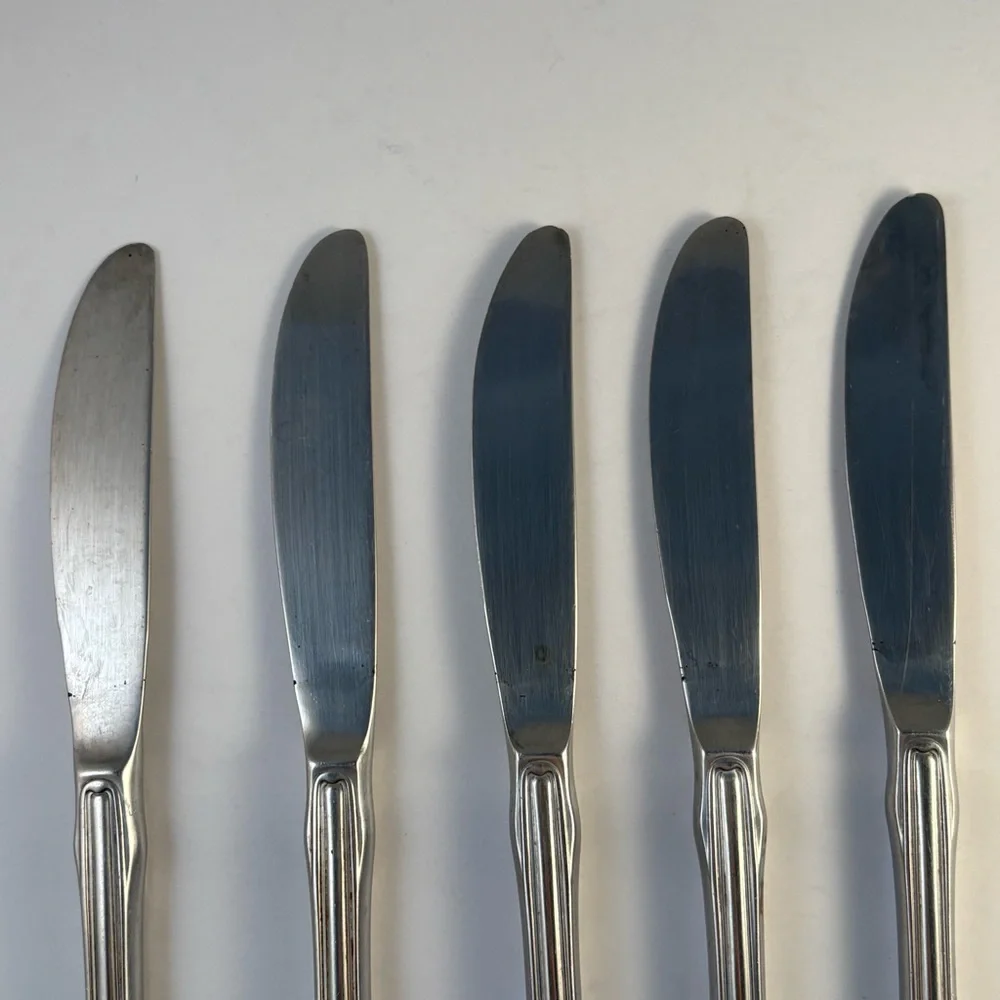 5 Piece Reed & Barton Rebacraft SANIBEL SHELL Stainless Steel Knives Replacement